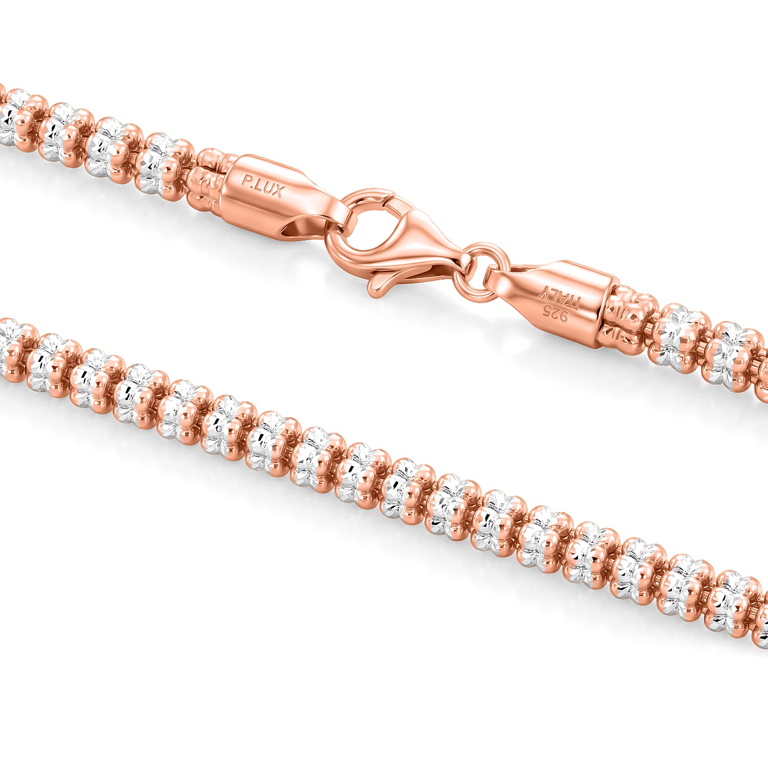 Italian Diamond-cut ICE Chain Necklace in 14K RG Over and Sterling Silver 33.20 Grams 24 Inches