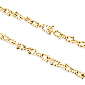 Italian U Link Chain Necklace in 14K Yellow Gold Over Sterling Silver 37.70 Grams 20 Inches 