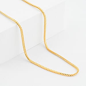 Italian Franco Chain Necklace in 14K Yellow Gold Over Sterling Silver 9.80 Grams 20 Inches 