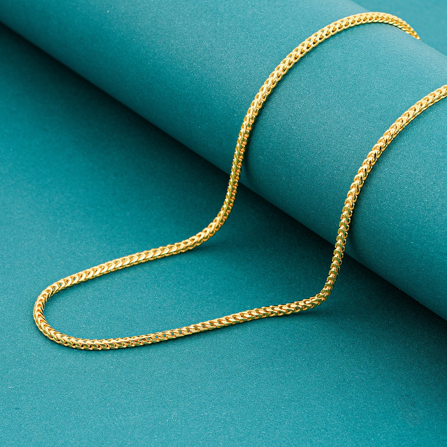 Italian Franco Chain Necklace in 14K Yellow Gold Over Sterling Silver 9.80 Grams 20 Inches