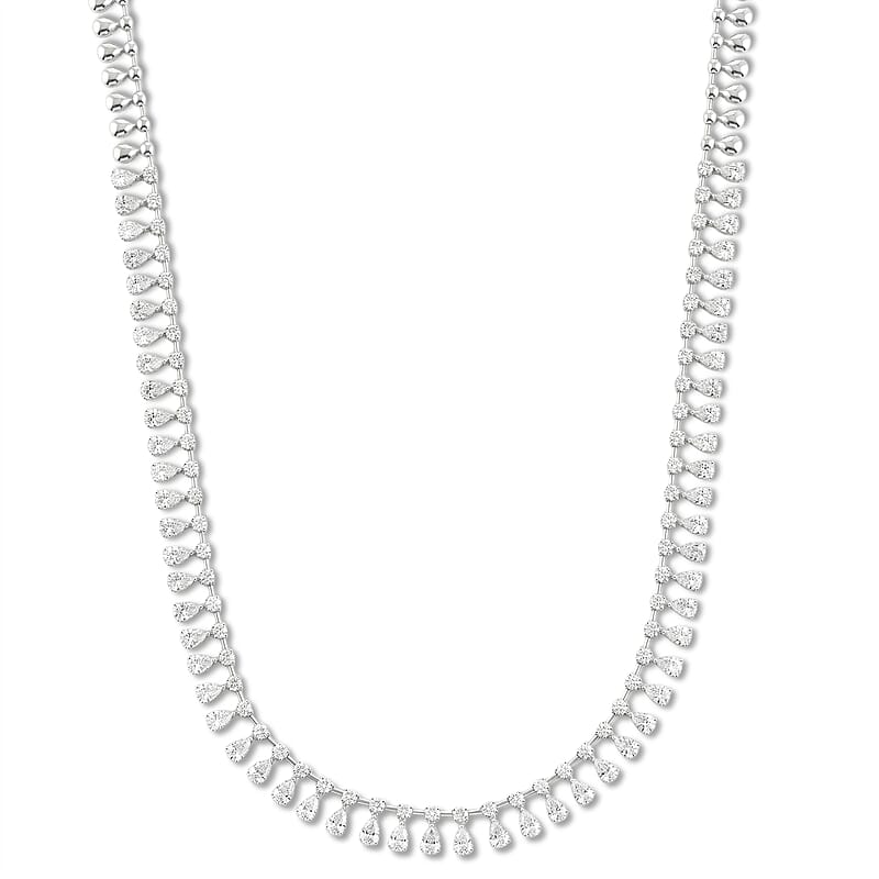 Ankur Treasure Chest Cleopatra Celebrity Pear Shape Luxuriant Lab Grown Diamond (SI) Necklace (18 Inches) in Sterling Silver 7.90 ctw