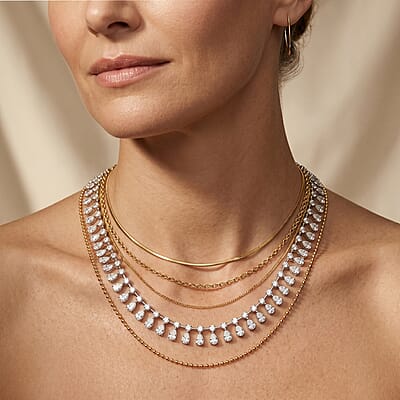Cleopatra Celebrity Pear Shape Luxuriant Lab Grown Diamond (SI) Necklace (18 Inches) in Sterling Silver 7.90 ctw