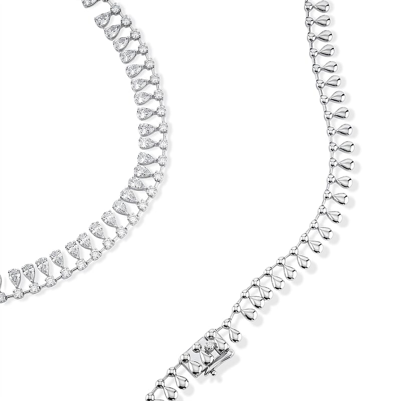 Ankur Treasure Chest Cleopatra Celebrity Pear Shape Luxuriant Lab Grown Diamond (SI) Necklace (18 Inches) in Sterling Silver 7.90 ctw
