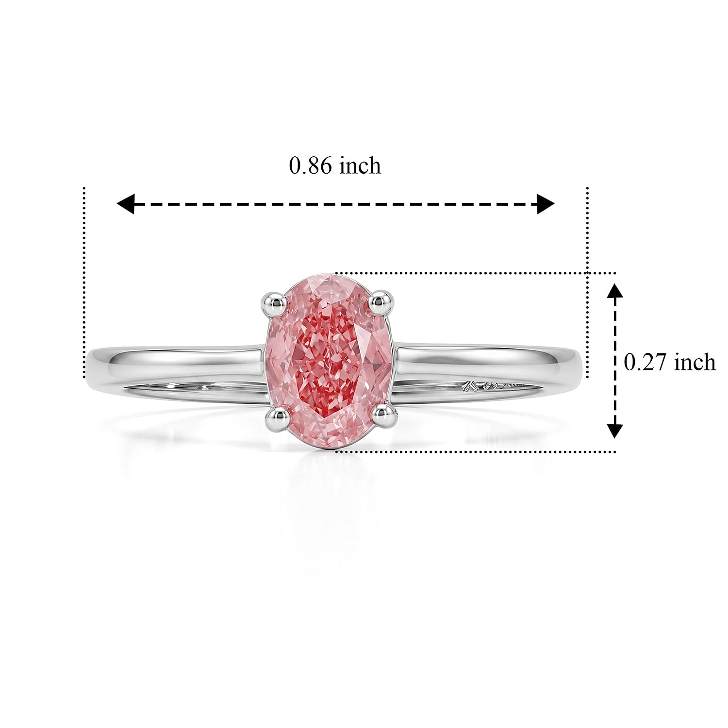 Luxuriant Lab Grown Pink Diamond VS 1.00 ctw Ring in Rhodium Over Sterling Silver (Size 8.0)