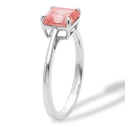 Luxuriant Asscher Cut Lab Grown Pink Diamond VS 2.00 ctw Ring in Rhodium Over Sterling Silver (Size 8.0)