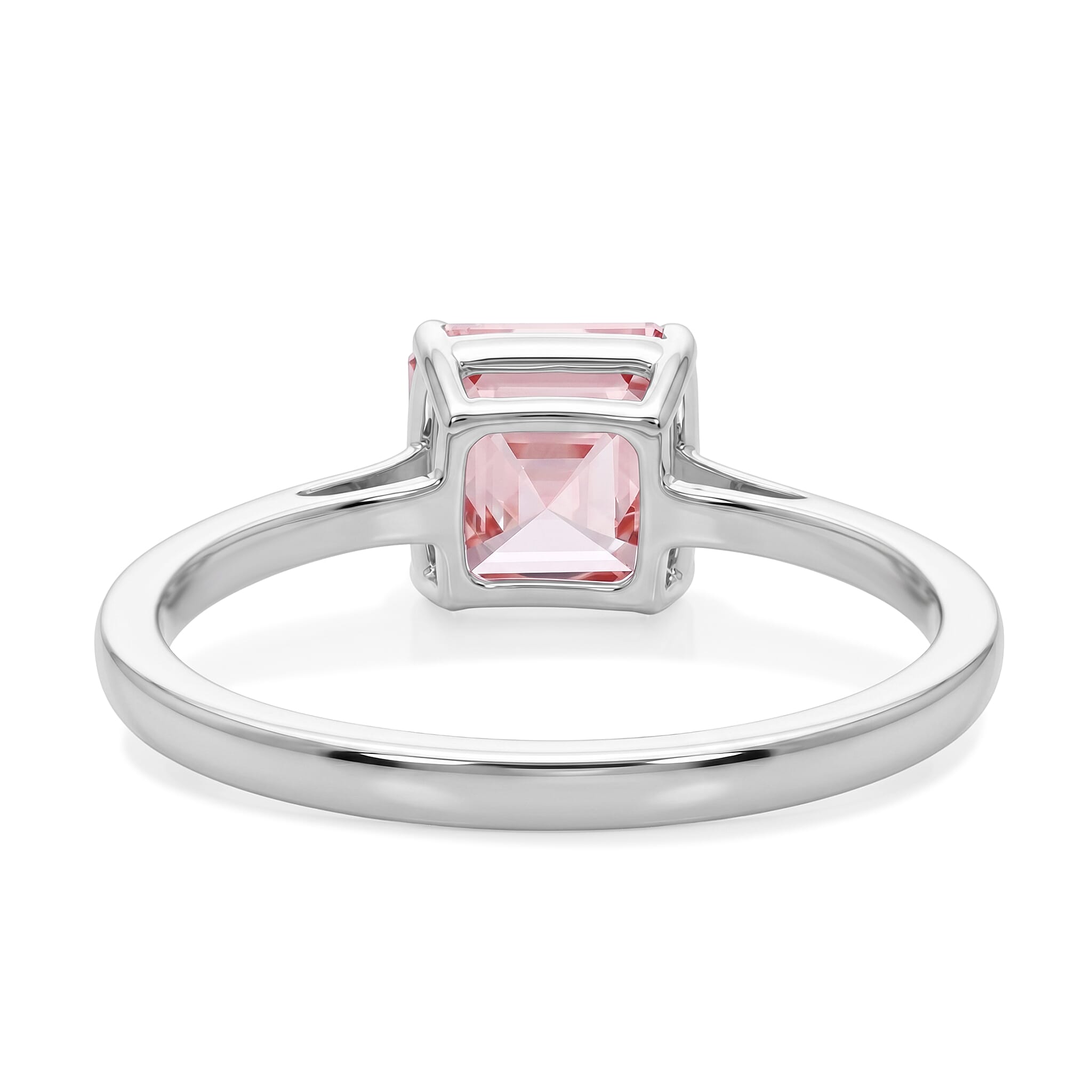 Luxuriant Asscher Cut Lab Grown Pink Diamond VS 2.00 ctw Ring in Rhodium Over Sterling Silver (Size 8.0)