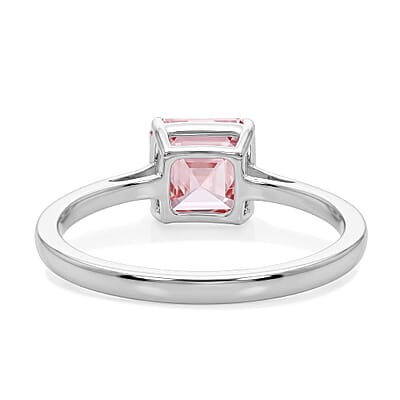 Luxuriant Asscher Cut Lab Grown Pink Diamond VS 2.00 ctw Ring in Rhodium Over Sterling Silver (Size 8.0)