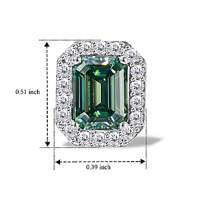 D'Joy Green and White Moissanite 3.75 ctw Earrings in Rhodium Over Sterling Silver