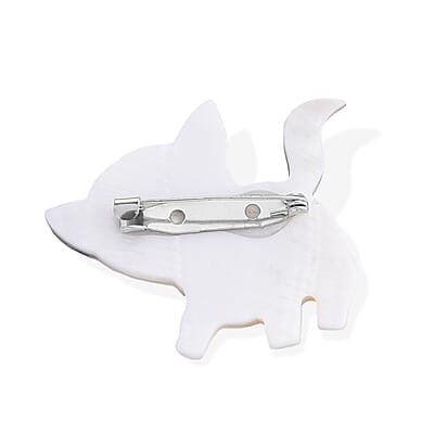 Mother of Pearl and Abalone Shell Teddy Bear Brooch in Silvertone