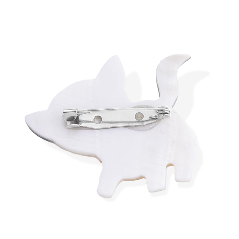 Mother of Pearl and Abalone Shell Teddy Bear Brooch in Silvertone