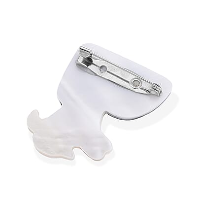 Mother of Pearl and Abalone Shell Dog Brooch in Silvertone