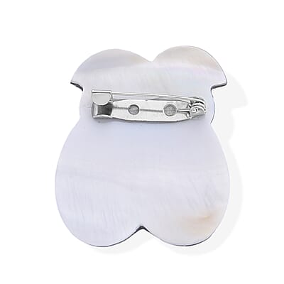Mother of Pearl and Abalone Shell Owl Brooch in Silvertone