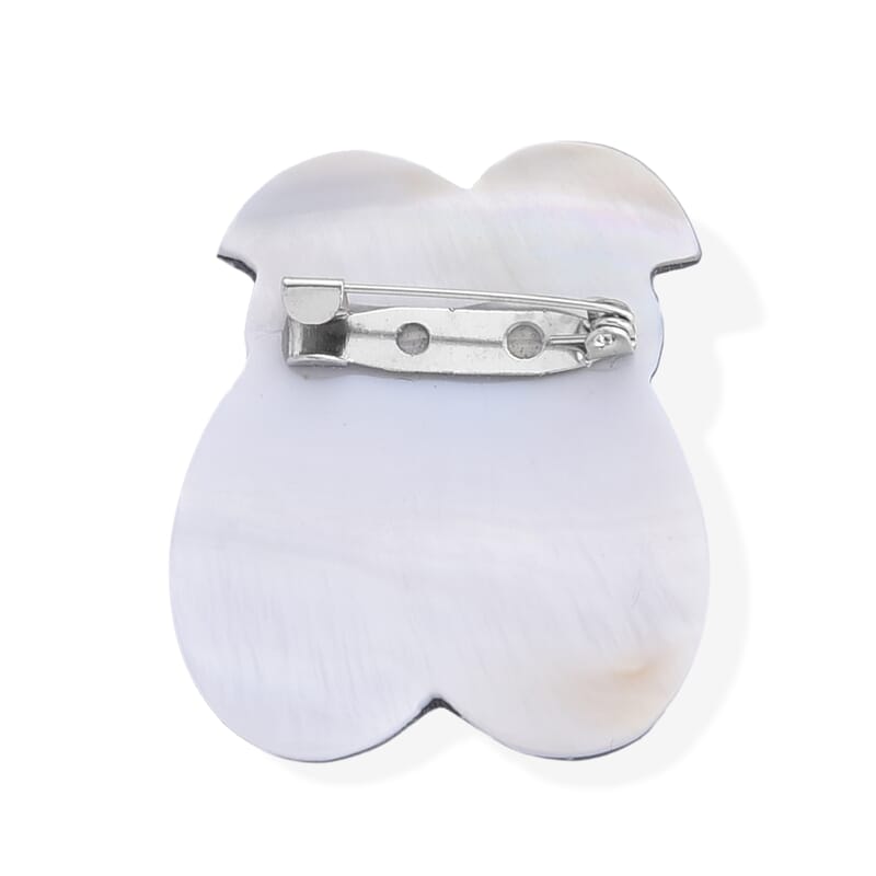 Mother of Pearl and Abalone Shell Owl Brooch in Silvertone