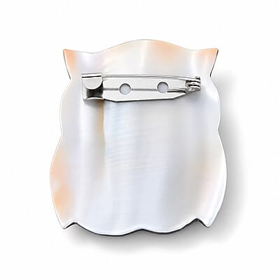 Mother of Pearl and Abalone Shell Owl Brooch in Silvertone