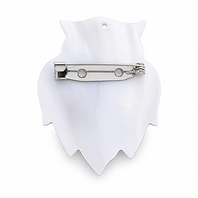 Mother of Pearl and Abalone Shell Owl Brooch in Silvertone