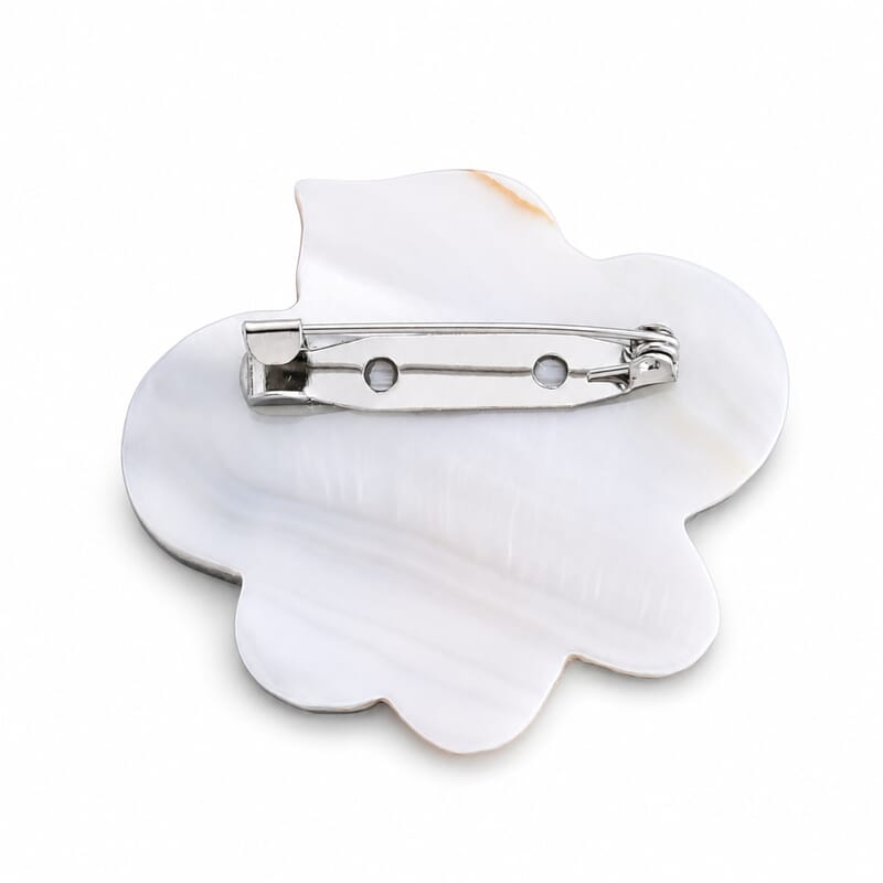Mother of Pearl and Abalone Shell Honeybee Brooch in Silvertone