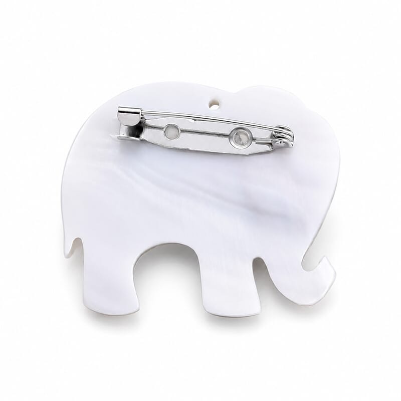 Mother of Pearl and Abalone Shell Elephant Brooch in Silvertone