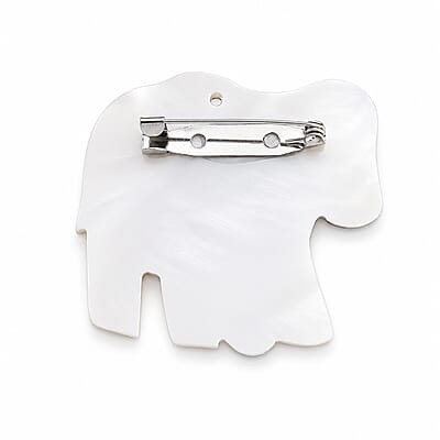 Mother of Pearl and Abalone Shell Elephant Brooch in Silvertone