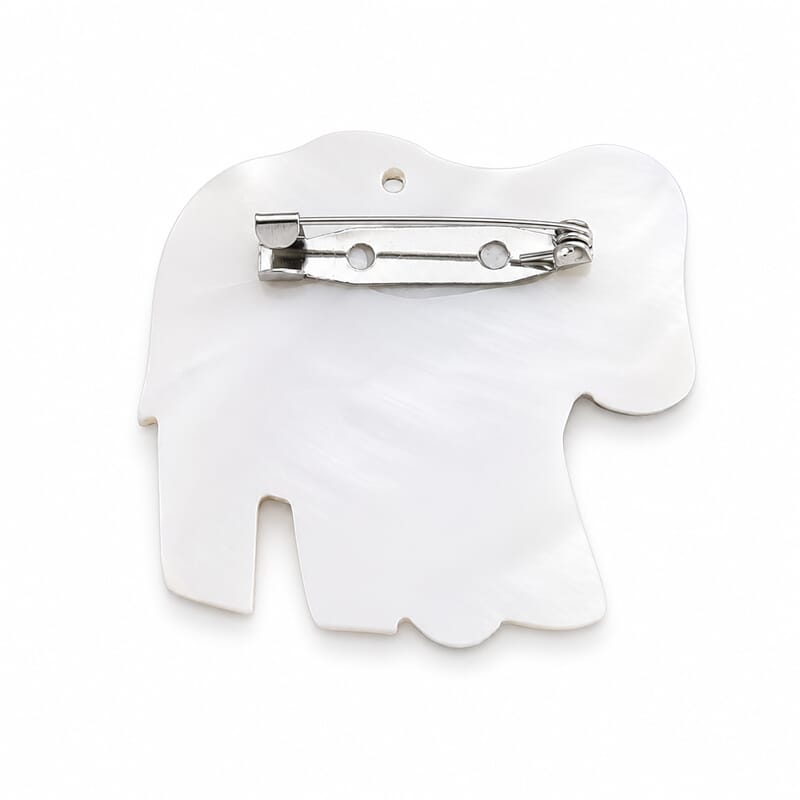 Mother of Pearl and Abalone Shell Elephant Brooch in Silvertone