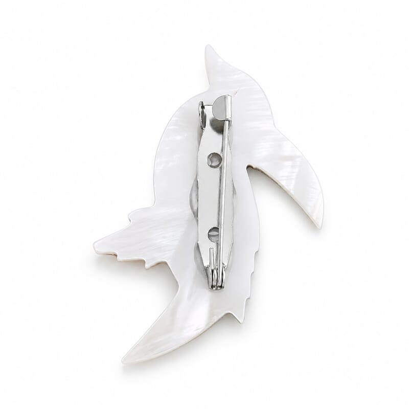 Mother of Pearl, Abalone Shell Hummingbird Brooch in Silvertone
