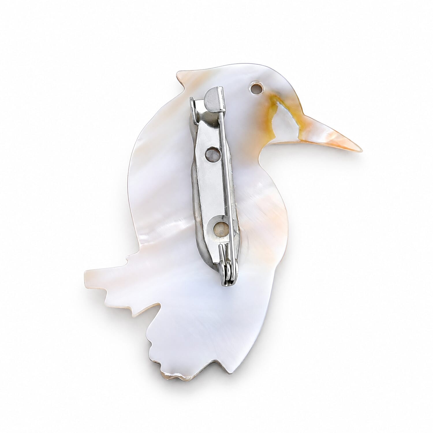 Mother of Pearl and Abalone Shell Hummingbird Brooch in Silvertone