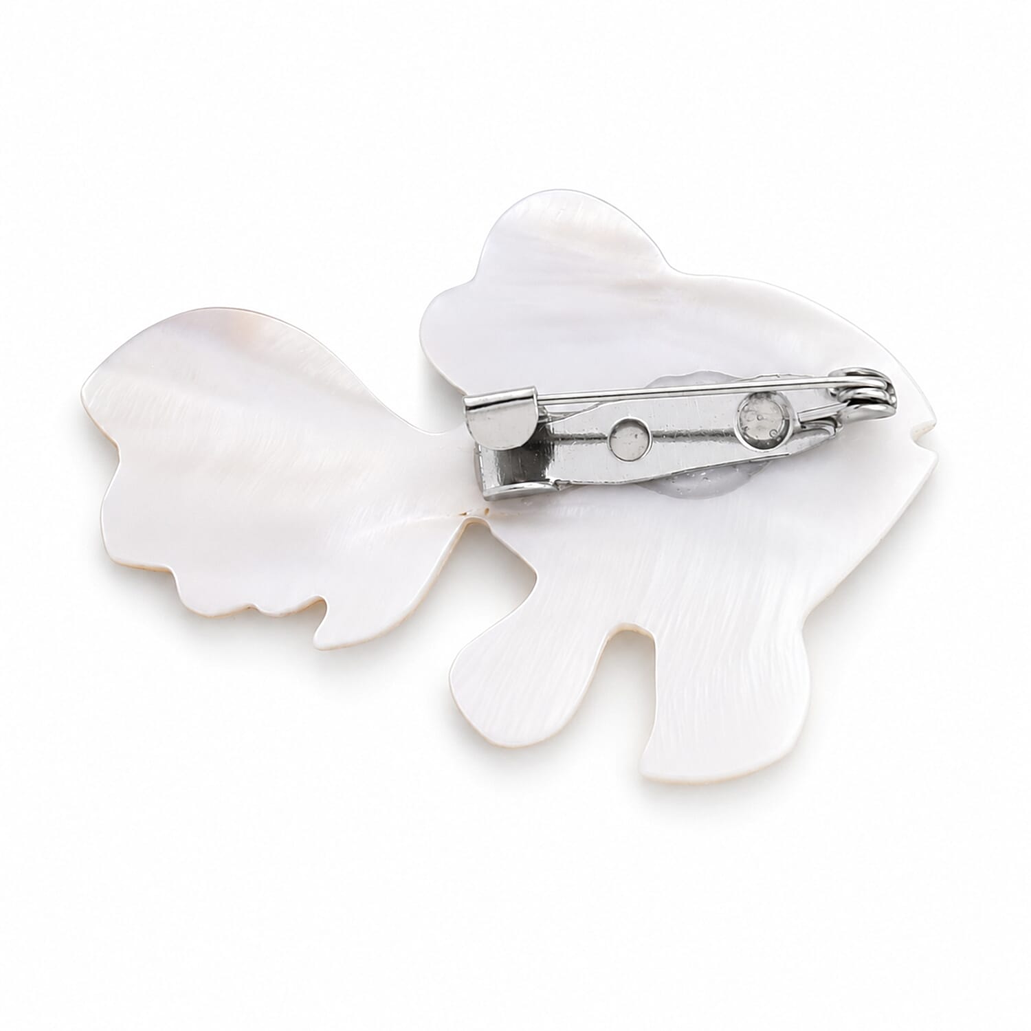 Mother of Pearl and Abalone Shell Fish Brooch in Silvertone