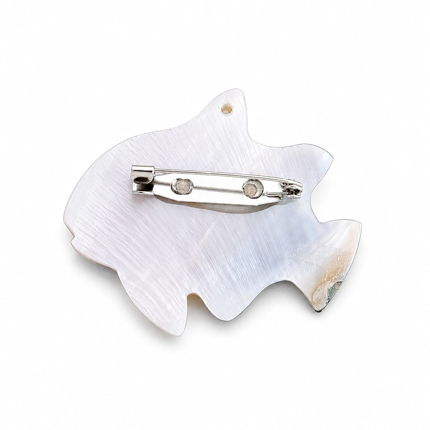 Mother of Pearl and Abalone Shell Fish Brooch in Silvertone