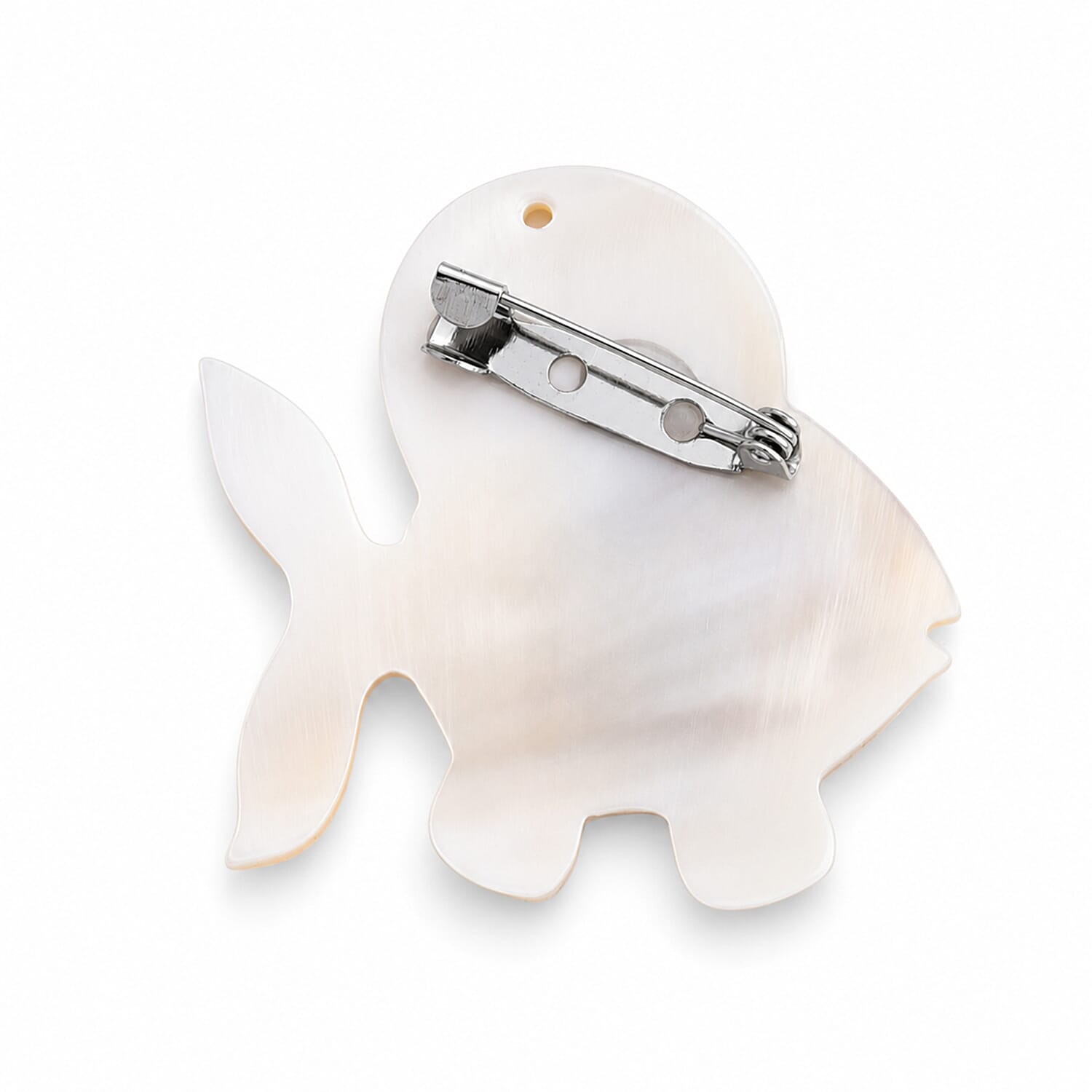Mother of Pearl and Abalone Shell Fish Brooch in Silvertone