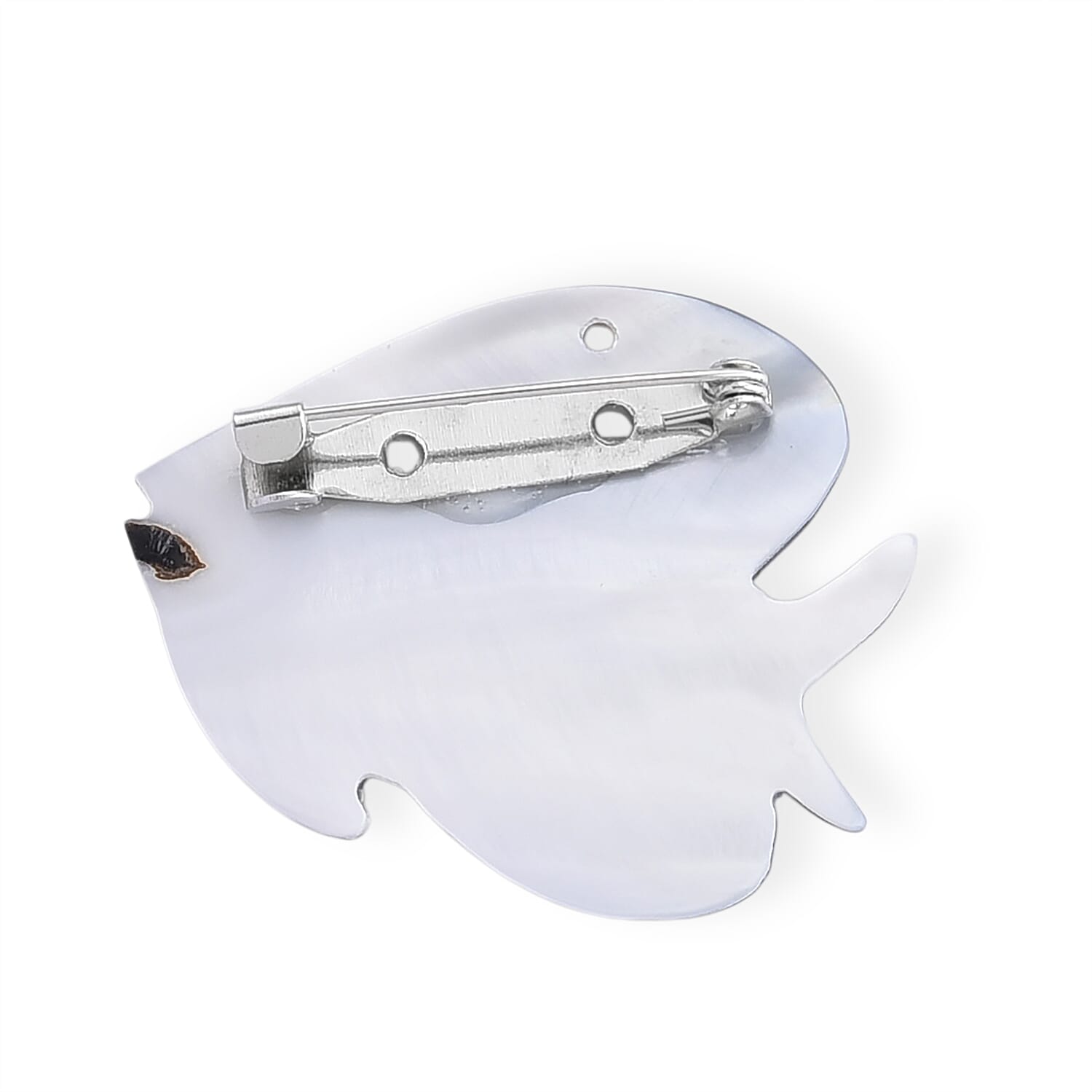 Mother of Pearl and Abalone Shell Fish Brooch in Silvertone
