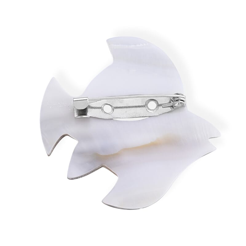 Mother of Pearl, Abalone Shell Fish Brooch in Silvertone