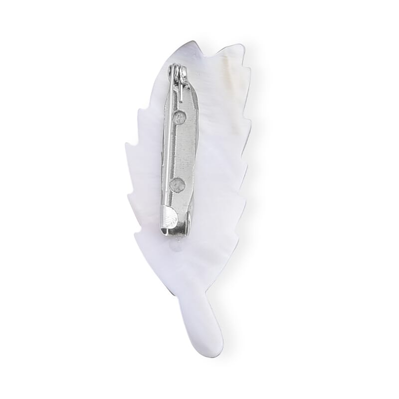 Mother of Pearl and Abalone Shell Feather Brooch in Silvertone