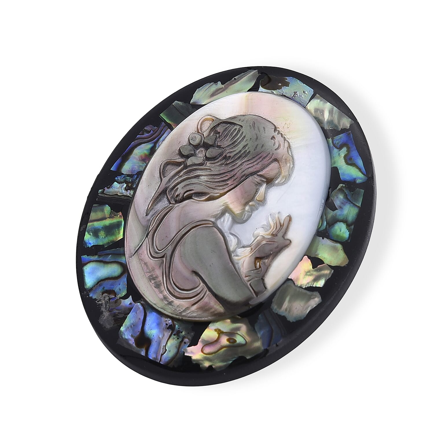 Abalone Shell Angel Brooch in Silvertone
