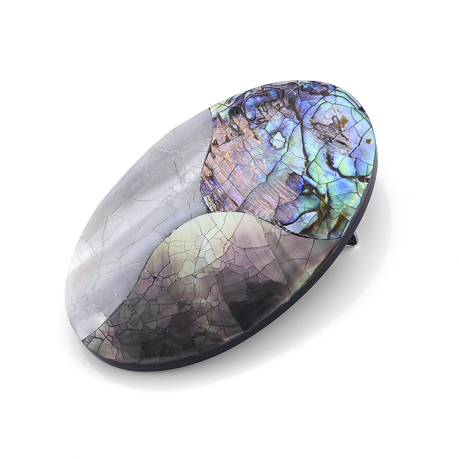 Abalone Shell Earth Brooch in Silvertone