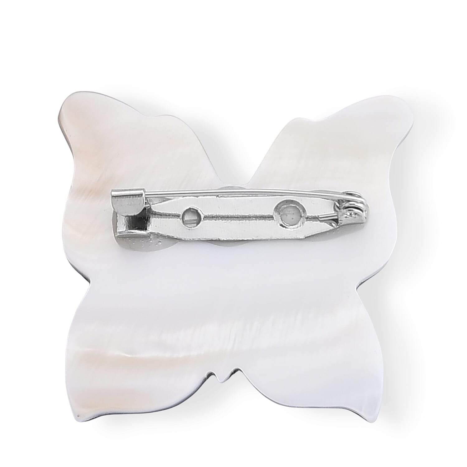 Mother of Pearl and Abalone Shell Butterfly Brooch in Silvertone