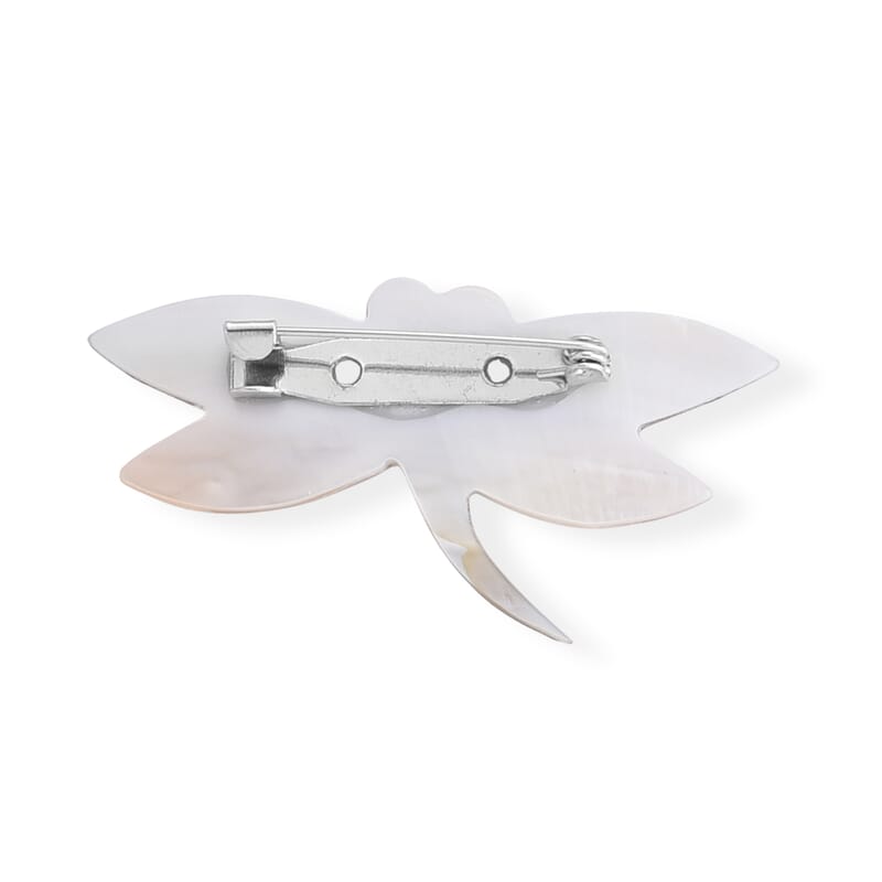 Mother of Pearl and Abalone Shell Butterfly Brooch in Silvertone