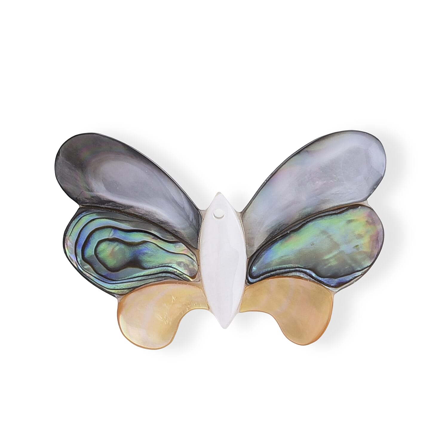 Mother of Pearl and Abalone Shell Butterfly Brooch in Silvertone