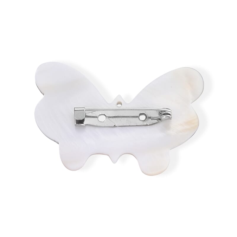 Mother of Pearl and Abalone Shell Butterfly Brooch in Silvertone