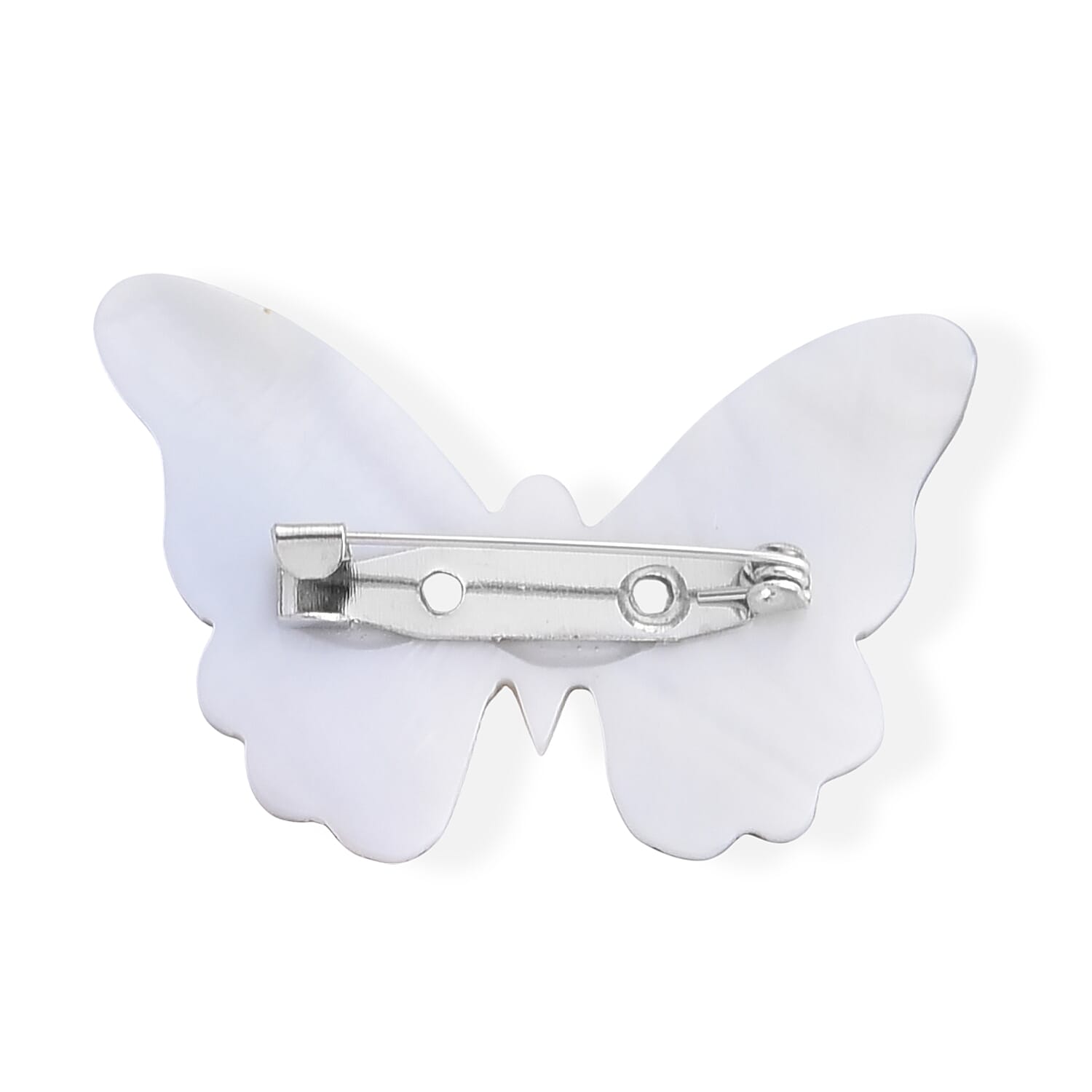 Mother of Pearl and Abalone Shell Butterfly Brooch in Silvertone