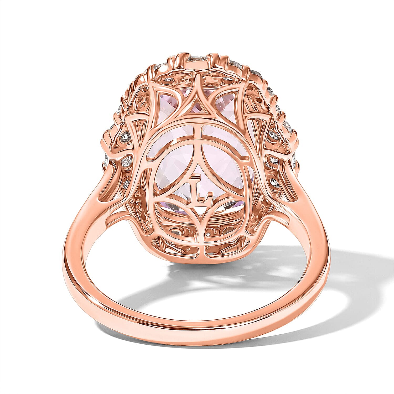 AAA Martha Rocha Kunzite and Luxuriant Lab Grown Diamond G-H SI 9.50 ctw Ring in 10K Rose Gold (Size 6.0) 4.15 Grams