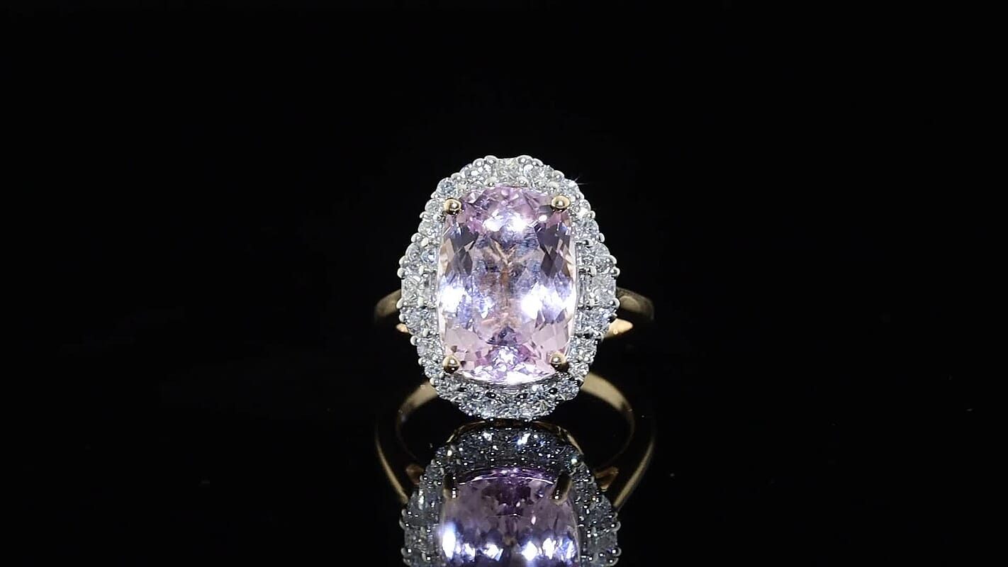 10K Rose Gold AAA Martha Rocha Kunzite, Luxuriant Lab Grown Diamond (G-H, SI) (0.89 cts) Ring (Size 10.0) (4.15 g) 9.50 ctw