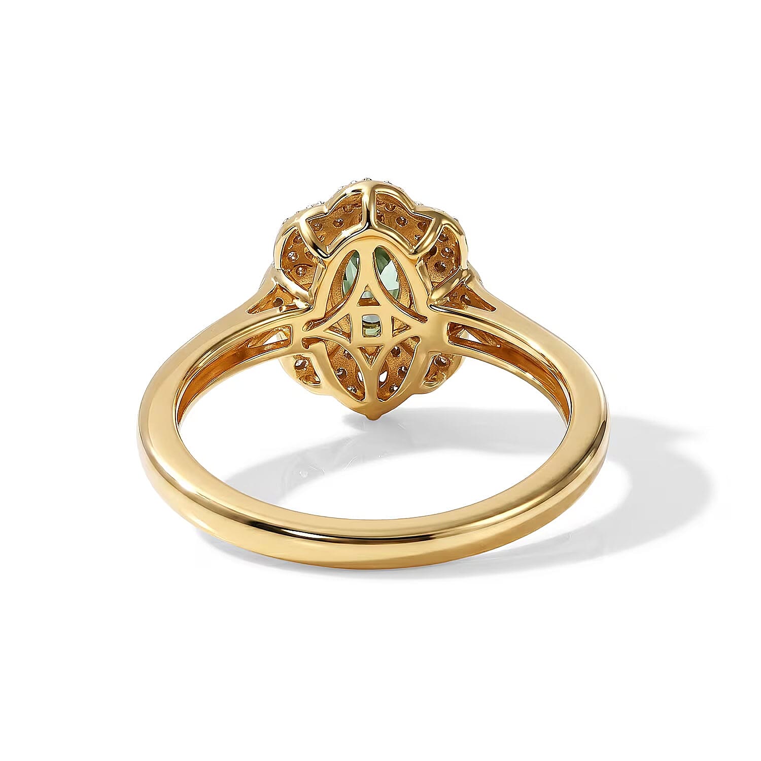 D'Joy Premium Malawi Green Sapphire and Multi Gemstone 1.00 ctw Royal Blossom Ring in 18K Vermeil Yellow Gold Over Sterling Silver (Size 5.0)