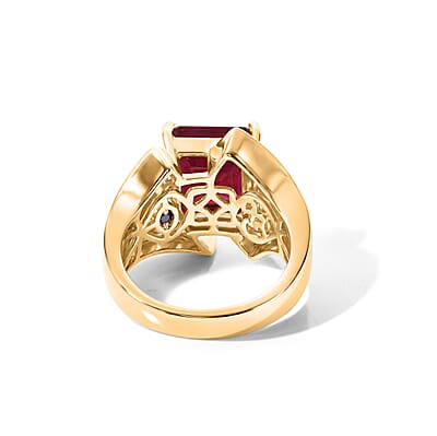GP Niassa Ruby (FF) and White Zircon 7.85 ctw Ring in 18K Vermeil Yellow Gold Over Sterling Silver (Size 10.0)