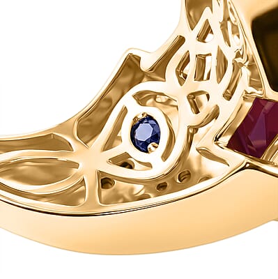 GP Niassa Ruby (FF) and White Zircon 7.85 ctw Ring in 18K Vermeil Yellow Gold Over Sterling Silver (Size 10.0)