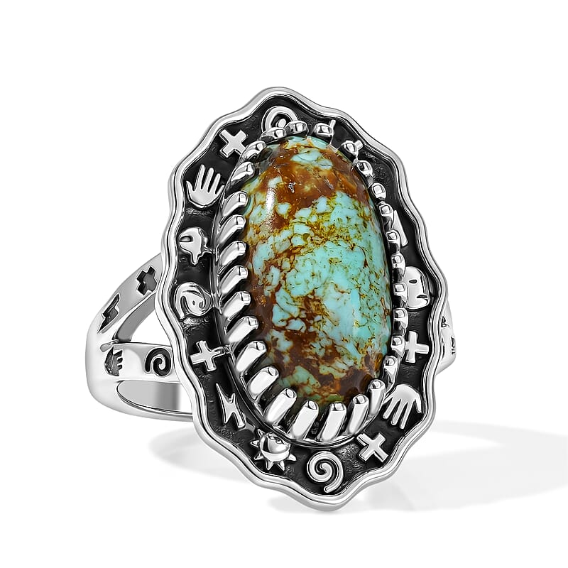 D'Joy Artisan Crafted Premium Royston Turquoise 4.60 ctw Ring in Sterling Silver (Size 6.0)