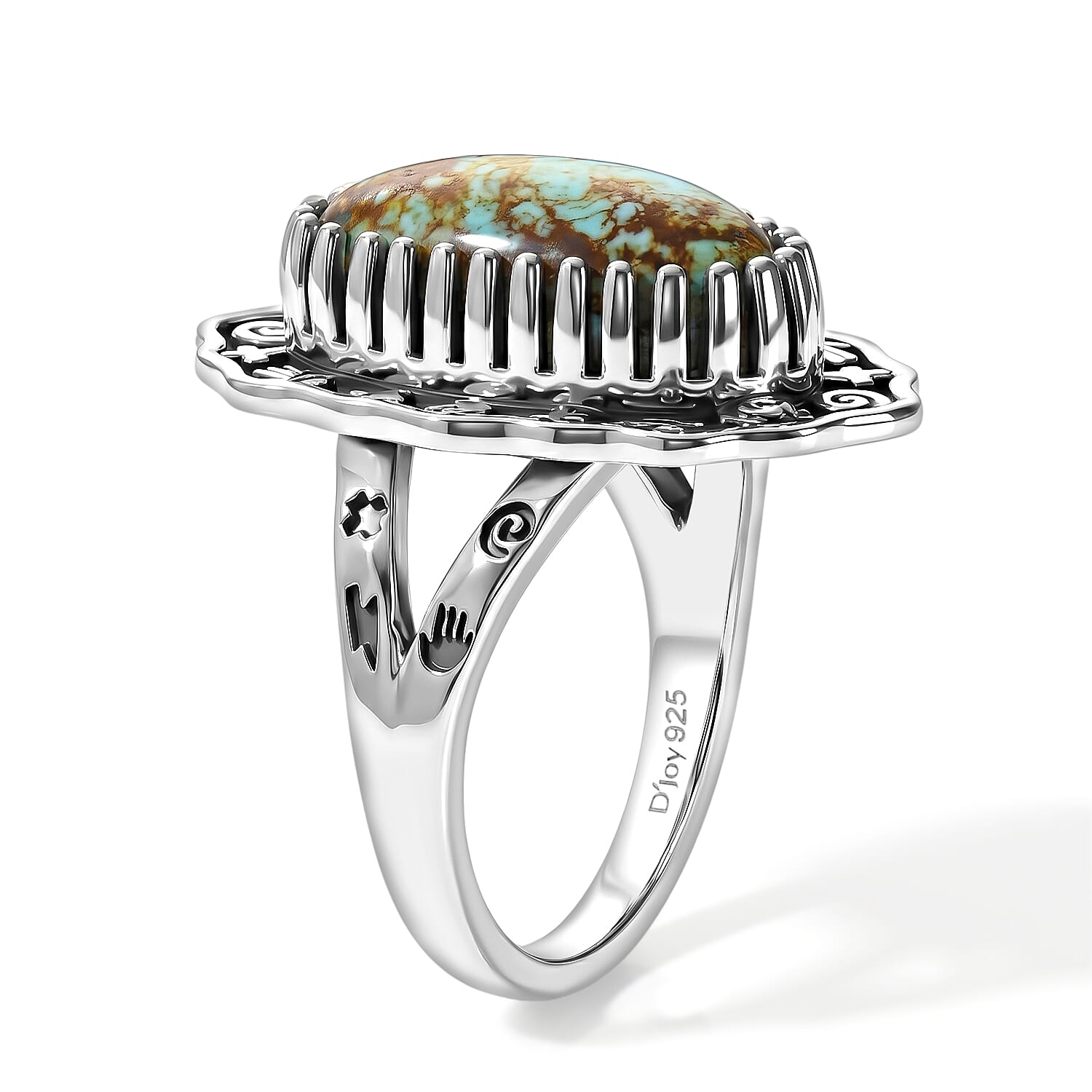 D'Joy Artisan Crafted Premium Royston Turquoise 4.60 ctw Ring in Sterling Silver (Size 6.0)