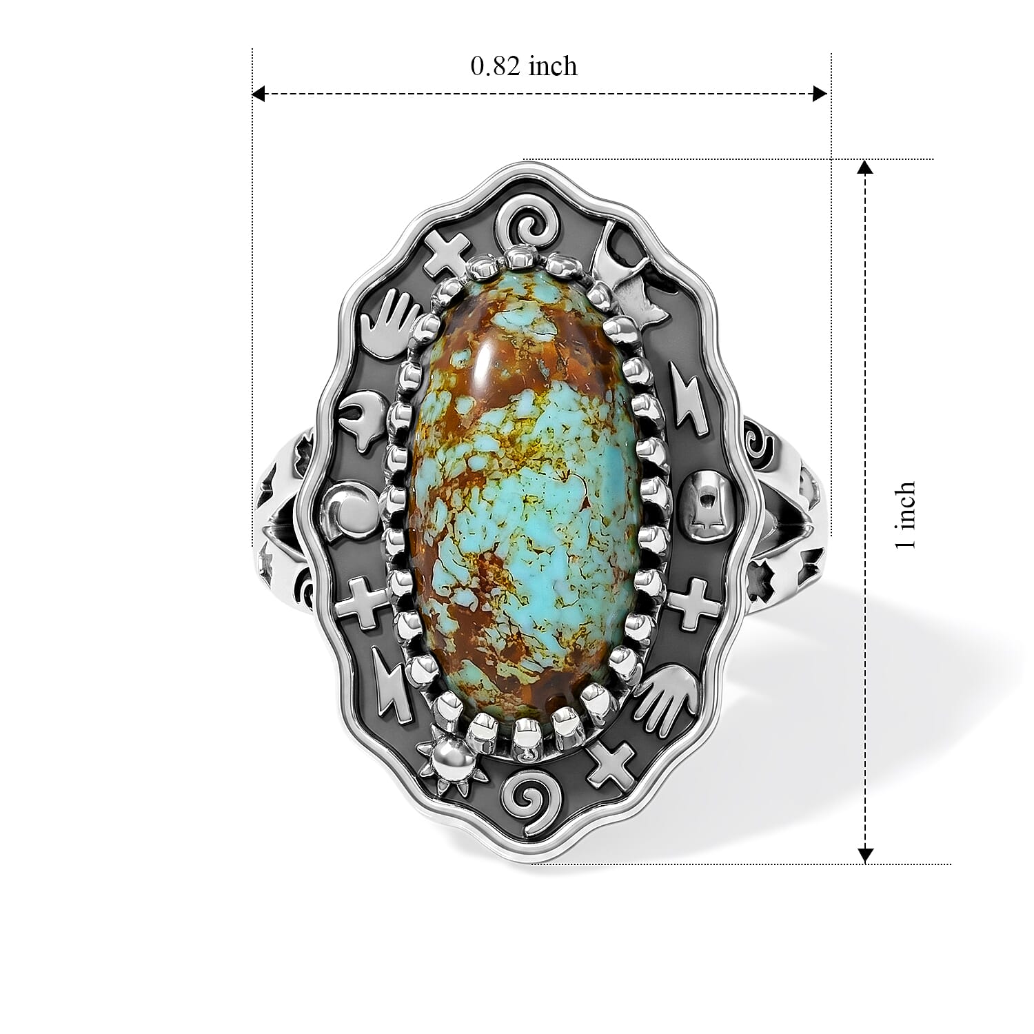 D'Joy Artisan Crafted Premium Royston Turquoise 4.60 ctw Ring in Sterling Silver (Size 6.0)