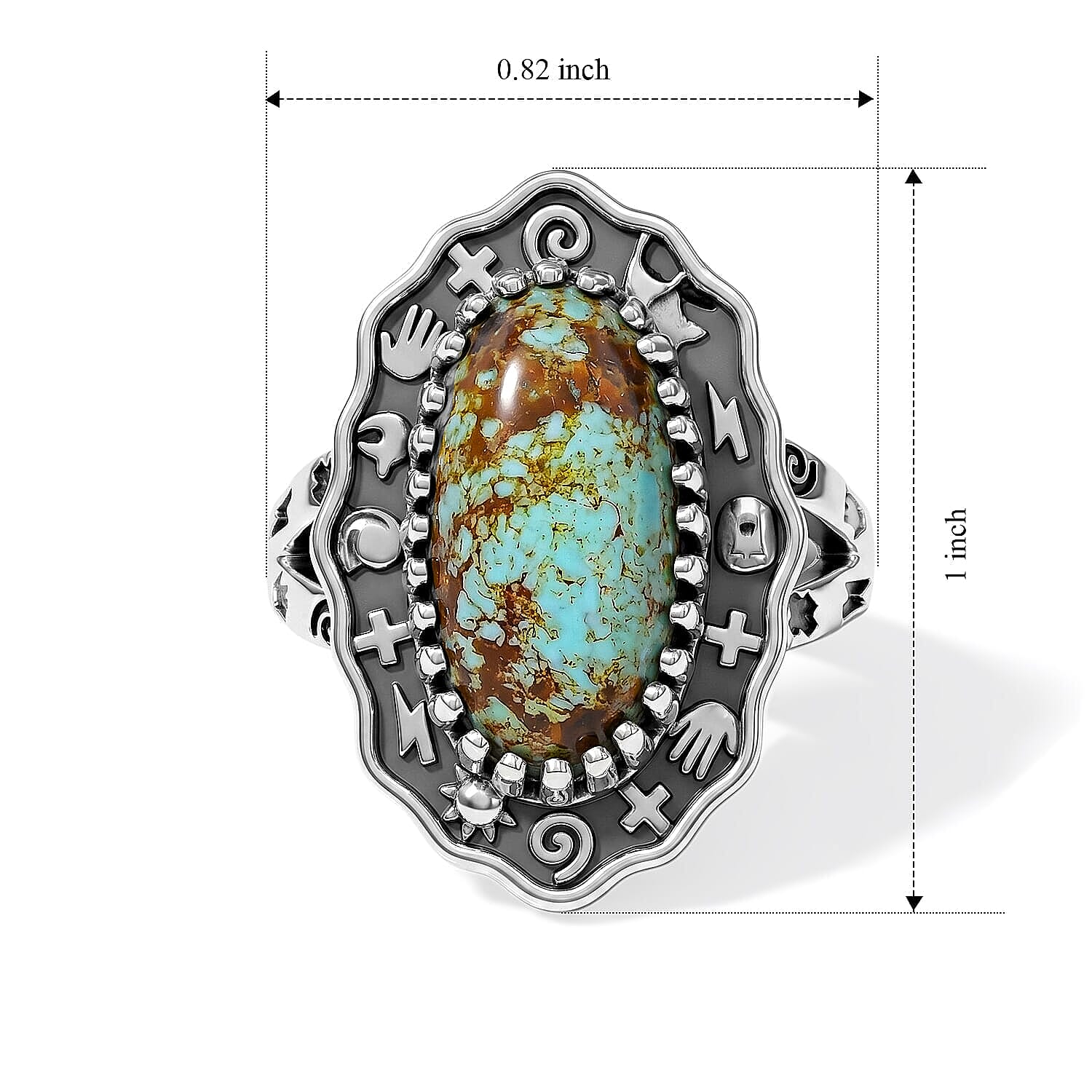 D'Joy Artisan Crafted Premium Royston Turquoise 4.60 ctw Ring in Sterling Silver (Size 6.0)