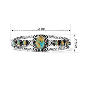 D'Joy Artisan Crafted Premium Royston Turquoise 8.40 ctw Bangle Bracelet in Sterling Silver (7.25 In)