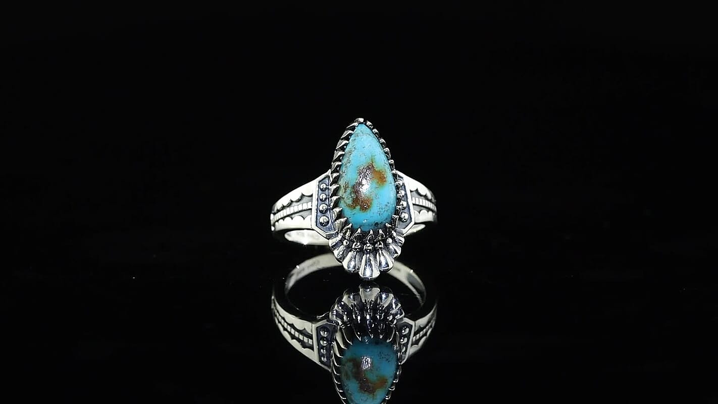 D'Joy Artisan Crafted Premium Royston Turquoise Ring in Sterling Silver (Size 10.0) 3.20 ctw