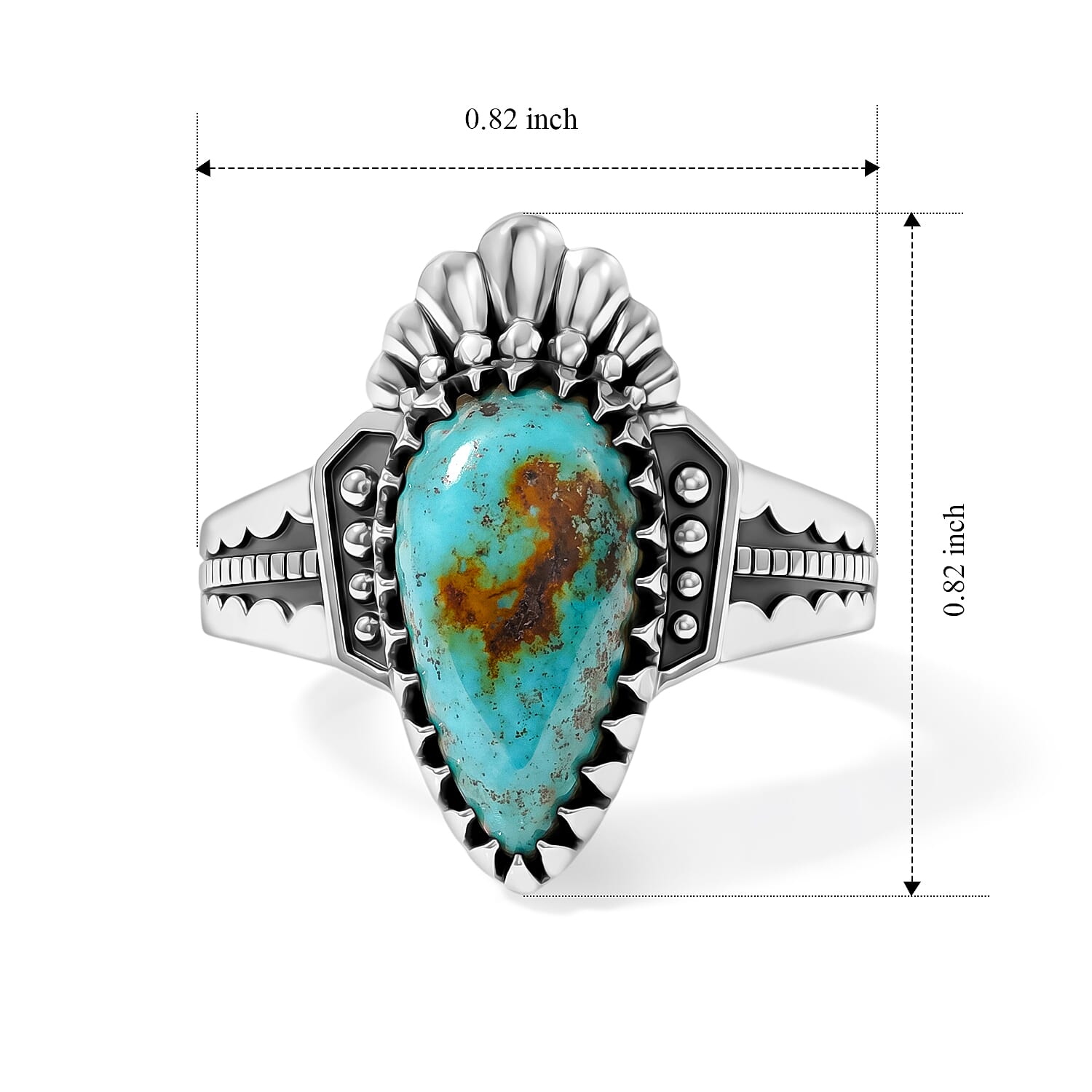 D'Joy Artisan Crafted Premium Royston Turquoise 3.20 ctw Ring in Sterling Silver (Size 6.0)